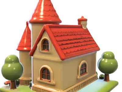 Fantasy Cartoon Castle  Stylized 3D model