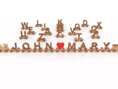 ALPHABET COLLECTION WITH TRAIN Low-poly 3D model