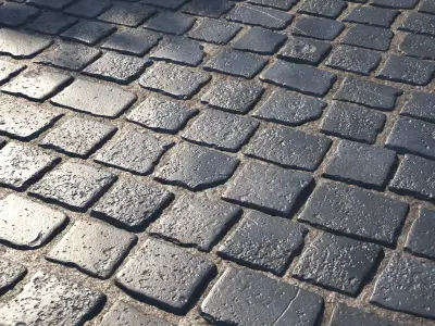 Black cobblestone pavement texture Texture