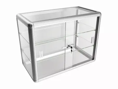 Shop two level counter top glass showcase 3D model