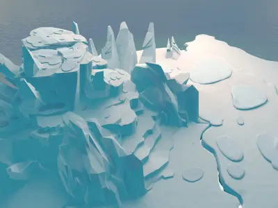 Cartoon Iceberg  Ice Cave sea surface  Snow Mountain 3D model