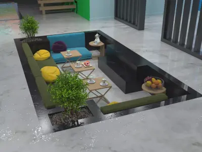 Arabic majlis area inside the villa 3D model