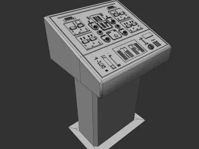 Retro-futuristic sci-fi control console Low-poly 3D model