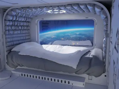 Sci-fi badroom Blender scene Low-poly 3D model