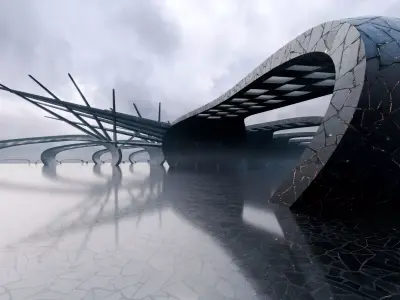 Parametric Futuristic Passage- Architecture Background- V2U7 Low-poly 3D model