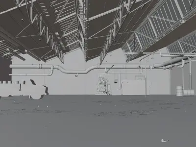  Warehouse Detailed Blender File Textured and Volumetric Lights Low-poly 3D model