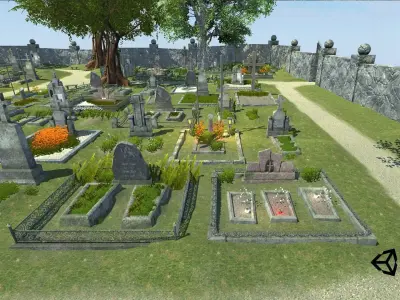Cemetery Package Low-poly 3D model