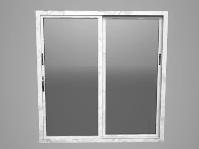 Sliding Window - Wood - White 3D model