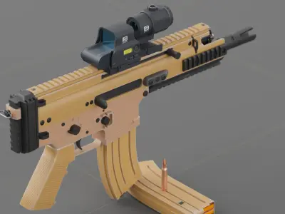 FN Scar 15P with Eotech Optics Low-poly 3D model
