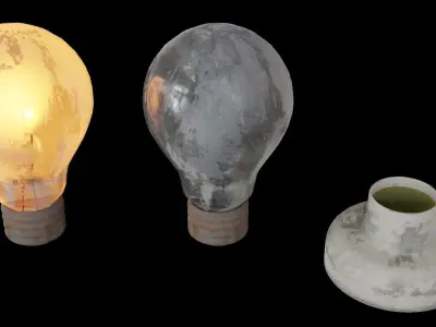 Old Light Bulb with Holder Low-poly 3D model