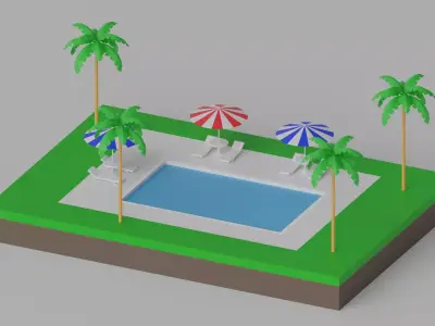 Cartoon Swimming Pool 3D model