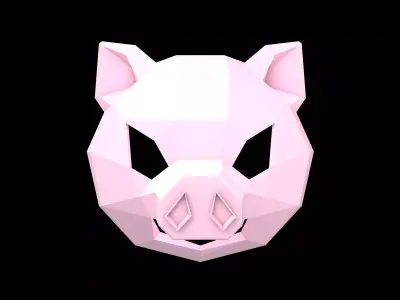 Lowpoly Pig Mask V1 001 Low-poly 3D model