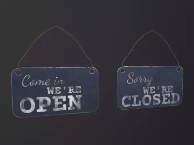 Old Open And Close Sign 3D Model Low-poly 3D model