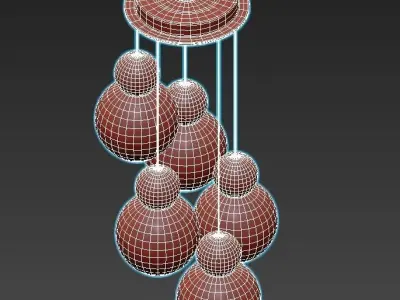 iledex-blossom-c4476-5r-gl chandelier with five glass globes ... 3D model