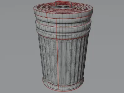 Garbage can Low-poly 3D model