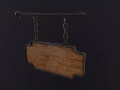 Wooden Sign 3D Model Low-poly 3D model