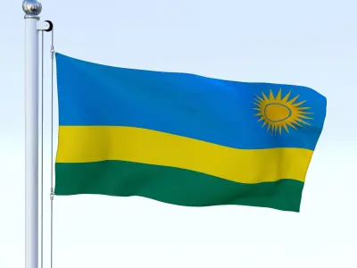 Animated Rwanda Flag Low-poly 3D model
