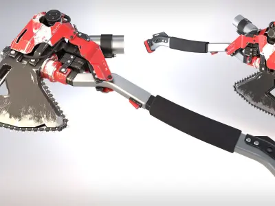 Electric-Axe tool with two blades Low-poly 3D model