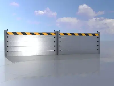 1-metre by 4-metre aluminium wall for flood protection Low-poly 3D model