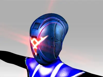 Robot Face Helmet Low-poly 3D model