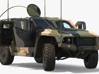  Hawkei PMV Military Protected Vehicle Camo Rigged 