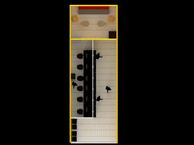 Oficina restaurant with walls and counters Free 3D model