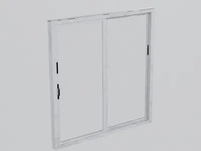 Sliding Window - Wood - White 3D model