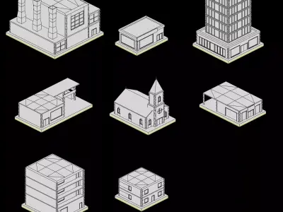 Low Poly City Pack Game Ready Buildings Low-poly 3D model