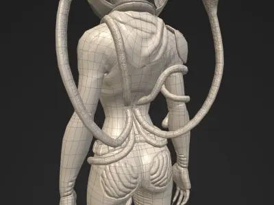 Annelies - Retro Sci-Fi Girl Low-poly 3D model