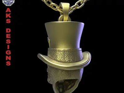 skull pendant jewelry Magician alien v1  3D print model