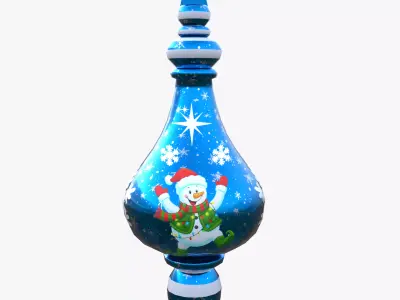 Charming Snowman Blue Holiday Bauble 3D Model PBR Only Quads Low-poly 3D model