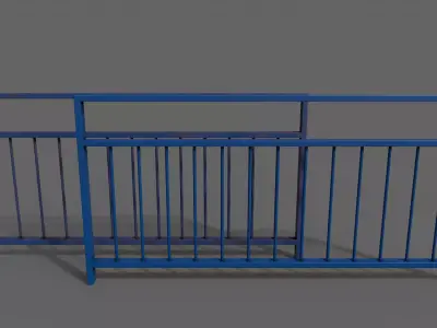 PBR Pedestrian Guard Rail Blue V3 Low-poly 3D model