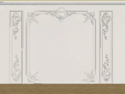 French Plaster Molding Accent Wall 3D model