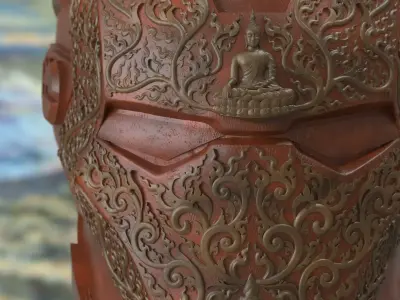 Thai Ornamental Cyber Helmet  3D Model for  CNC and 3D Printing 3D print model