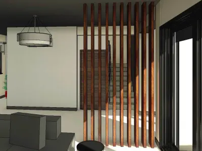 Wooden Column Decor Screens Room Divider 3D model