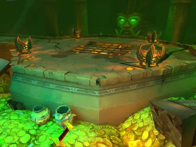 Fantasy Chess RPG Environment - Gold Dungeon Low-poly 3D model
