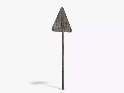 Damaged Uneven Road Sign Low-poly 3D model
