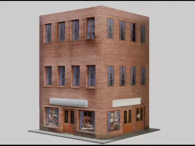 architectural Brick Store Low-poly 3D model
