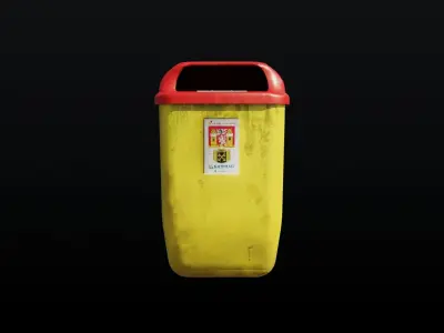 Prague City Street Bin 02 Low-poly 3D model