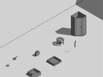 Shower cabins - Pack of revit families 3D model