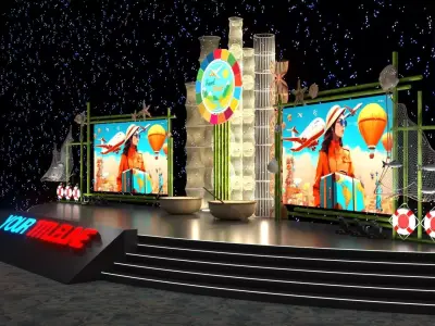 Travel Theme LED Event Stage 3D model