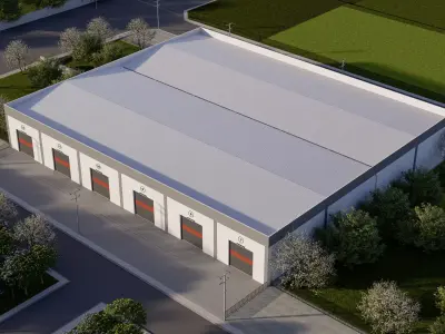 Prefabricated shop and warehouse project 3D model