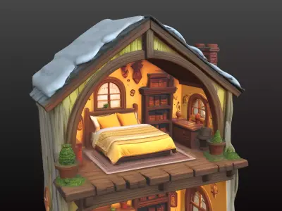 Miniature Dollhouse with Two Separate Floors 3D print model