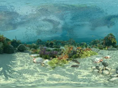  Ocean floor coral reefs Shoal of fish 