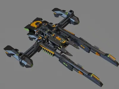 spaceship scifi alien planet  3D model