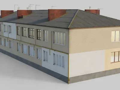 Two-Story Apartment Building Tile 3D model