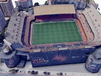 Mestalla stadium - Valencia c f Low-poly 3D model