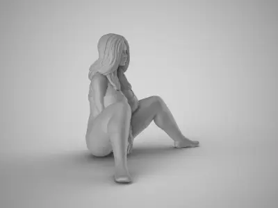 Woman Sitting With Legs Wide Open 3D print model