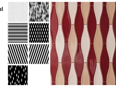 Elongated Ogee Tiles in Wave Layout Texture