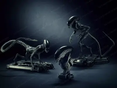 Dog alien Sculptures and Bust - fanart Collection  3D Model Pack